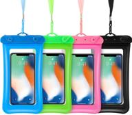 📱 floatable waterproof phone pouch - universal cellphone dry bag case with lanyard for smartphone up to 6.5 inch (blue, rose red, green, black) logo