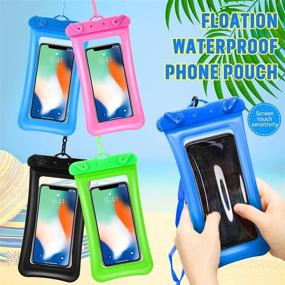 img 1 attached to 📱 Floatable Waterproof Phone Pouch - Universal Cellphone Dry Bag Case with Lanyard for Smartphone up to 6.5 Inch (Blue, Rose Red, Green, Black)