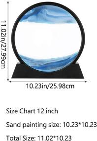 img 2 attached to 🌊 12-inch Moving Sand Art Picture, 3D Deep Sea Sandscape in Motion Display, Flowing Sand Frame, Flowing Round Glass Grit Photo Hourglass (Blue, 12-inch)