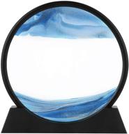 🌊 12-inch moving sand art picture, 3d deep sea sandscape in motion display, flowing sand frame, flowing round glass grit photo hourglass (blue, 12-inch) logo