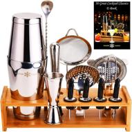 🍸 silver pro cocktail shaker set by wintercastle: the ultimate 18-piece bartender kit including boston shaker, jigger, muddler, bar spoon, strainers, pourers, tongs, bamboo stand, and recipe ebook logo