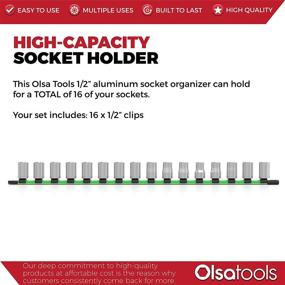 img 2 attached to 🔧 Olsa Tools 1/2-Inch Drive Aluminum Socket Organizer: Professional Green Socket Holder