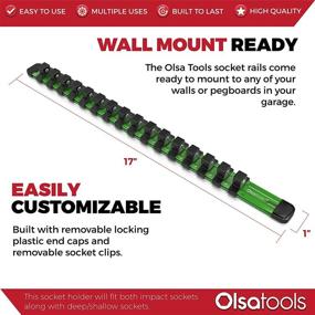 img 1 attached to 🔧 Olsa Tools 1/2-Inch Drive Aluminum Socket Organizer: Professional Green Socket Holder