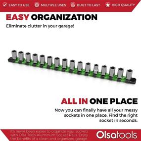 img 3 attached to 🔧 Olsa Tools 1/2-Inch Drive Aluminum Socket Organizer: Professional Green Socket Holder