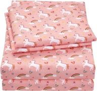 🦄 magical unicorn printed twin sheet set for girls: viviland pink super soft microfiber bed sheets for kids and toddlers logo