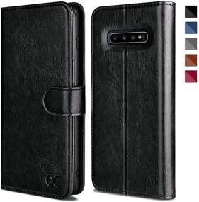 img 4 attached to 📱 OCASE Samsung Galaxy S10 Plus / S10+ Case - Black Leather Flip Wallet with Card Slot, Kickstand, and TPU Shockproof Interior