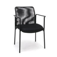 ofm ess collection mesh back upholstered side chair with arms - sleek black design логотип