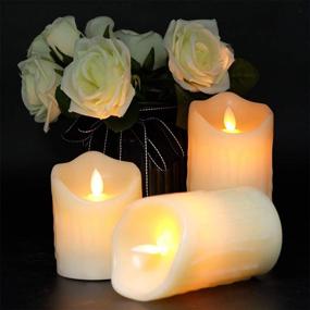 img 2 attached to Eldnacele Flameless Flickering LED Battery Operated Real Wax Candles with Remote and Timer, Dancing Flame Moving Wick Dripping Effect for Decor - Set of 3