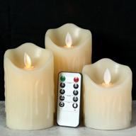 eldnacele flameless flickering led battery operated real wax candles with remote and timer, dancing flame moving wick dripping effect for decor - set of 3 логотип