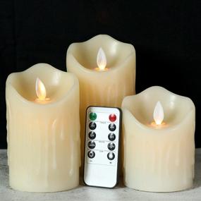 img 4 attached to Eldnacele Flameless Flickering LED Battery Operated Real Wax Candles with Remote and Timer, Dancing Flame Moving Wick Dripping Effect for Decor - Set of 3