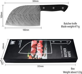 img 1 attached to 🔪 Высококачественный нож поварской XYJ из нержавеющей стали 3CR13 с полным клинком в виде дамасского узора - идеальный нож для мяса, рыбы и овощей - необходимый инструмент для кулинарии.