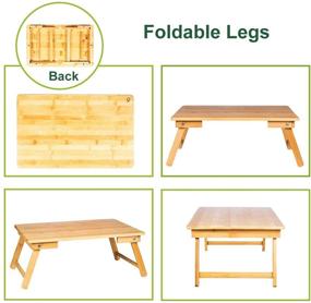 img 1 attached to 📚 Кровать-стол ZHU CHUANG - Универсальный стул-столик для дивана с складными ножками, натурального цвета 100% твердый бамбук