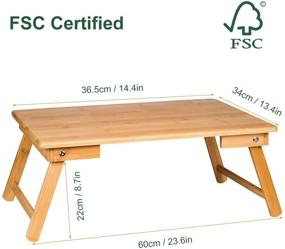 img 2 attached to 📚 Кровать-стол ZHU CHUANG - Универсальный стул-столик для дивана с складными ножками, натурального цвета 100% твердый бамбук
