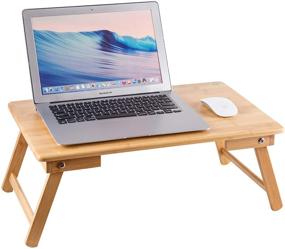 img 4 attached to 📚 Кровать-стол ZHU CHUANG - Универсальный стул-столик для дивана с складными ножками, натурального цвета 100% твердый бамбук