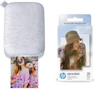 hp sprocket портативный фотопринтер 2-го поколения (луна перл) &амп логотип