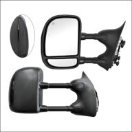 🔍 high-quality perfit zone towing mirrors replacement for 1999-2007 f-250 f-350 f-450 f-550 super duty - power heated, smoke signal, black (pair set) logo