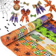 30 yard halloween ribbon, 6 rolls of 2.5 inch wired ribbon with pumpkins, bats, spider web fall design - perfect for crafts, gift wrapping, and pumpkin car stripe ribbons logo