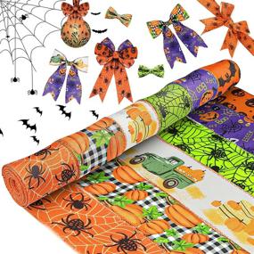 img 4 attached to 30 Yard Halloween Ribbon, 6 Rolls of 2.5 Inch Wired Ribbon with Pumpkins, Bats, Spider Web Fall Design - Perfect for Crafts, Gift Wrapping, and Pumpkin Car Stripe Ribbons