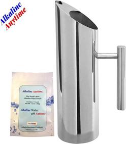 img 4 attached to 🥤 Чайник с щелочной водой «Alkaline Anytime» - щелочная вода pH 9.5+ в пакете - нержавеющая сталь, произведено в США - предохранитель от образования льда - современный дизайн - кувшин для воды без BPA - приготовление холодного чая - идеально подходит для щелочной воды, льда, Кул Аида, холодного кофе, лимонада