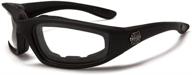 🕶️ choppers night driving riding padded motorcycle glasses 011: black frame, yellow lenses - enhanced vision for medium- sized riders logo