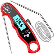 🌡️ comsoon digital meat thermometer – instant read cooking thermometer with dual probe – kitchen food thermometer featuring alarm setting, backlight & magnet – ideal for bbq grill, smoker, oven, oil, candy – red logo