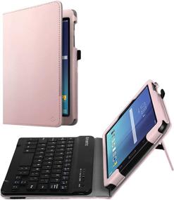 img 4 attached to 🔲 Fintie Keyboard Case for Samsung Galaxy Tab E 8.0 - Slim Fit PU Leather Folio Case with Detachable Bluetooth Keyboard - Rose Gold - Compatible with Galaxy Tab E 32GB SM-T378/Tab E 8.0 SM-T375/T377