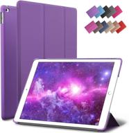 ipad mini 4 case - roartz purple slim fit smart rubber coated folio cover lightweight auto wake/sleep for apple ipad mini 4th gen model a1538/a1550 retina display logo