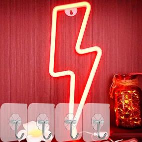 img 2 attached to ⚡ YIVIYAR Neon Signs Lightning Bolt: LED Neon Light for Wall Decor, Battery or USB Powered Neon Night Light for Room Decor, Christmas, Bedroom (Red Lightning) - Neon Wall Sign Decor Lights Lamp for Better SEO