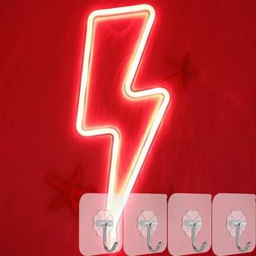 img 1 attached to ⚡ YIVIYAR Neon Signs Lightning Bolt: LED Neon Light for Wall Decor, Battery or USB Powered Neon Night Light for Room Decor, Christmas, Bedroom (Red Lightning) - Neon Wall Sign Decor Lights Lamp for Better SEO