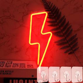 img 4 attached to ⚡ YIVIYAR Neon Signs Lightning Bolt: LED Neon Light for Wall Decor, Battery or USB Powered Neon Night Light for Room Decor, Christmas, Bedroom (Red Lightning) - Neon Wall Sign Decor Lights Lamp for Better SEO