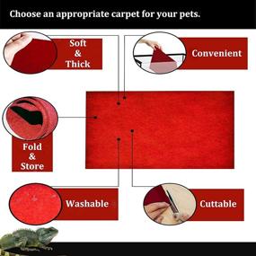 img 3 attached to 🦎 PINVNBY 2 Pcs Reptile Carpet - 39.3x19.6 inch - Terrarium Bedding Liner for Lizard Turtle Gecko Spider Bearded Dragon Frog Chameleon Leopard Gecko Snake (Red)