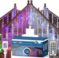 360 led brizled color changing christmas icicle lights - 29ft string with remote 🎄 and 11 modes, cool white & multicolor outdoor icicle lights for xmas wedding home indoor decor logo