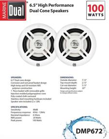 img 1 attached to Преобразование в русский язык заголовка товара: "🔊 Dual Electronics DMP672: Мощные морские колонки с влагозащитой 6.5 дюймов с пиковой мощностью 100 Вт - белый