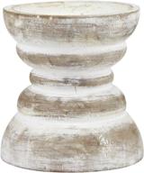 🕯️ vintage seaside pillar stand - stonebriar antique white wooden candle holder for dining table centerpiece, coffee table, mantel, or any tabletop decor - small size логотип