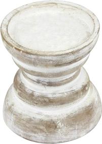 img 2 attached to 🕯️ Vintage Seaside Pillar Stand - Stonebriar Antique White Wooden Candle Holder for Dining Table Centerpiece, Coffee Table, Mantel, or Any Tabletop Decor - Small Size