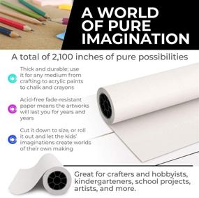 img 3 attached to 🎨 Premium White Kraft Arts and Crafts Paper Roll - 24 inch x 175 Feet (2100 Inch) - Multipurpose Paints, Wall Art, Easel, Bulletin Board, Gift Wrapping - Made in USA
