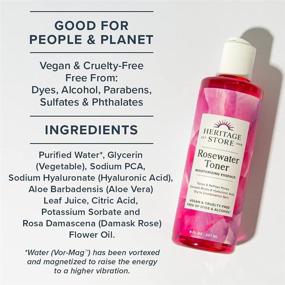 img 1 attached to Heritage Store Rosewater Facial Toner: Hyaluronic Acid, Tones & Refines Pores, Smooths Skin - Alcohol-Free, Vegan (8oz)