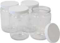 csbd 32 oz clear plastic mason jars - ribbed liner screw on lids - wide mouth - bpa free - pet plastic - made in usa - bulk storage containers - 4 pack (32 ounces) логотип