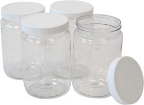 img 4 attached to CSBD 32 Oz Clear Plastic Mason Jars - Ribbed Liner Screw On Lids - Wide Mouth - BPA Free - PET Plastic - Made In USA - Bulk Storage Containers - 4 Pack (32 Ounces)