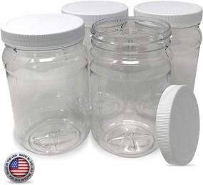 img 3 attached to CSBD 32 Oz Clear Plastic Mason Jars - Ribbed Liner Screw On Lids - Wide Mouth - BPA Free - PET Plastic - Made In USA - Bulk Storage Containers - 4 Pack (32 Ounces)