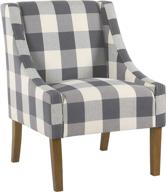 🪑 stylish blue plaid homepop modern swoop arm accent chair for modern homes логотип