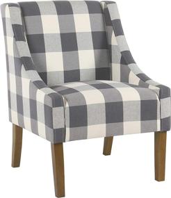 img 4 attached to 🪑 Stylish Blue Plaid HomePop Modern Swoop Arm Accent Chair for Modern Homes