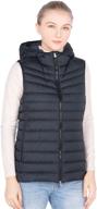 kirakiraboom lightweight hooded women's down vest: stand-up collar, side pockets logo