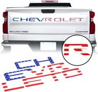 enhance your chevrolet silverado with vektor tailgate inserts letters: 3d raised & strong adhesive decals letters featuring american flag design (2019-2021 compatible) logo