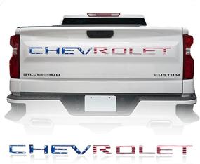 img 1 attached to Enhance Your Chevrolet Silverado with VEKTOR Tailgate Inserts Letters: 3D Raised & Strong Adhesive Decals Letters featuring American Flag Design (2019-2021 Compatible)