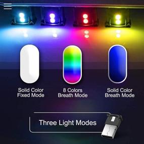 img 2 attached to 💡 Mini USB LED RGB Light: Adjustable Brightness, 8 Color Change, Car/Laptop/Keyboard. Smart Night Lamp for Home Decor (2 Pack, DC: 5V)