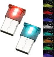 💡 mini usb led rgb light: adjustable brightness, 8 color change, car/laptop/keyboard. smart night lamp for home decor (2 pack, dc: 5v) logo