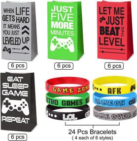 img 1 attached to 🎮 Game On Party Supplies: 24 Pieces of Video Game Goodie Bags and Bracelets - Perfect for Kids Birthday Party