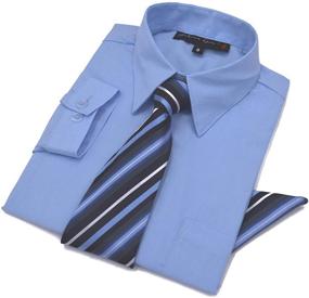 img 1 attached to Stylish & Sophisticated: Johnnie Lene Boys Long Sleeve Dress Shirt with Tie and Handkerchief
