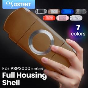 img 1 attached to 🎮 OSTENT Full Housing Shell Faceplate Replacement- Compatible with Sony PSP 2000 Console, Brown Color